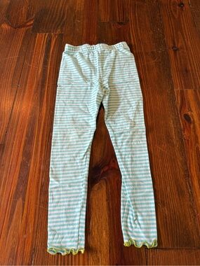 Girls' Mint & White Striped riffle Leggings